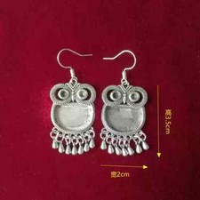 Tribal exotic cute accessory pure handmade Miao silver DIY embed earring 1pair