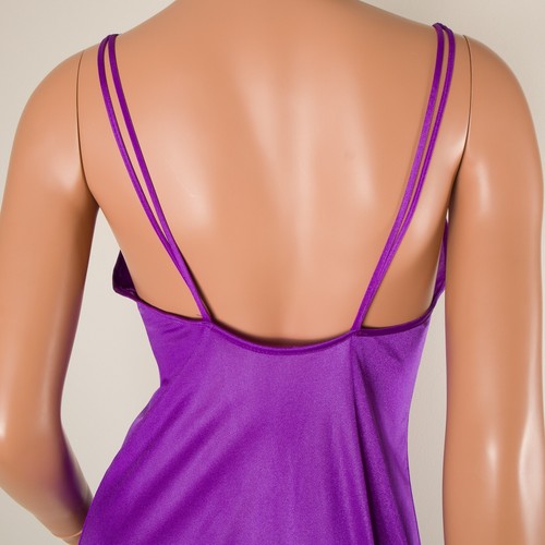 💖 UNDERCOVER WEAR Nightgown Violet Purple Maxi Slip Dress Split Silky Nylon S - Picture 8 of 11