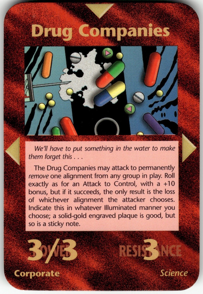 イルミナティカード　 Drug Companies Drug Companies Card INWO Illuminati New World Order Assassins Game