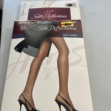 Hanes Silk Reflections Silky Sheer Sz CD contrl top STYLE 718 CLASSIC NAVY/PEARL