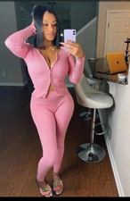 NEW Fashion Nova Wrong Way Long Sleeve Sweater & Legging Pant Set - Pink Medium