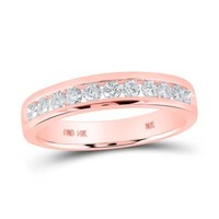 14K Rose Gold Kanal Diamant Einzelne Reihe Ehering JubiläUm Ring 1/2 Karat