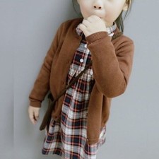 12-7Y Knit Cardigan Long Sleeve Sweater Kids Wear Winter Outfit For Boys / Girls