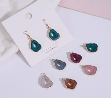 10pcs Oval Imitation Druzy Charm,Resin Water Drop Druzy Pendant,Gemstone Charm