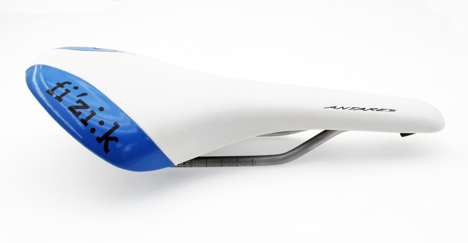 Fizik Antares Road Mountain eBike Cycle Saddle Manganese-Rails White&Blue Seat