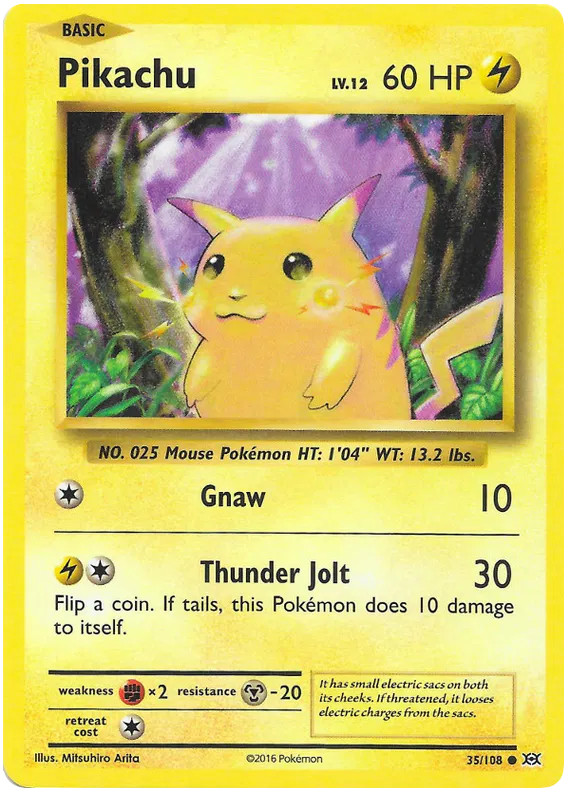 Pikachu 35/108 XY: Evolutions Common - Pokemon TCG Card