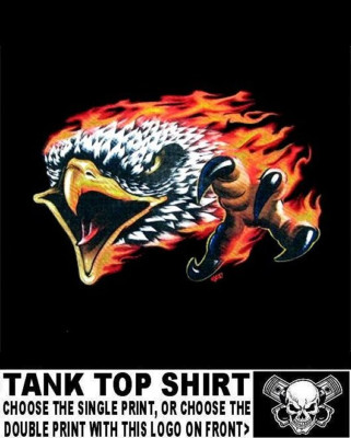 Attacking Screaming Eagle in Flames Motorcycle Rider V-Twin Skull Tank Top XT36