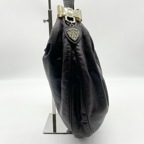 Gucci Hobo Bolso de Hombro Bolso de Mano Cresta Logo Cinta Cuero Marrón 181492 Auténtico - Imagen 4 de 24