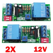 2PC DC12V Adjustable Time Delay Timing Timer Relay Switch Turn ON/OFF Modules