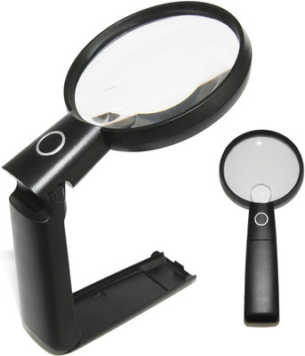 Large Magnifying Glass 2.0X Hands Free with LED Light and Stand; Spot Lens 4.0X;