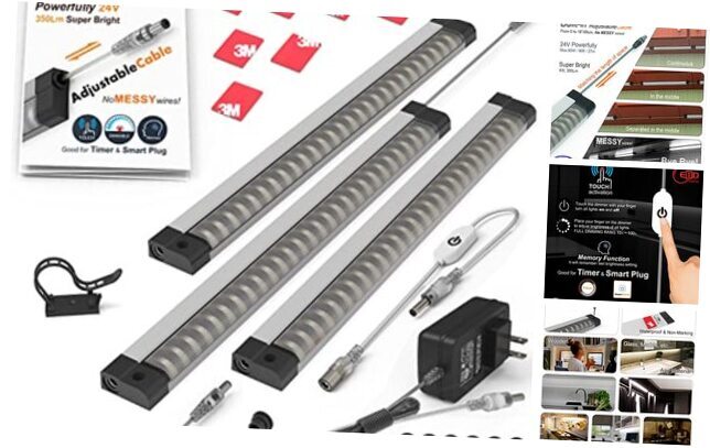 Under Cabinet Lights Built-in ADIUSTABLE Cable LED 3 Panels Cool White 6500k