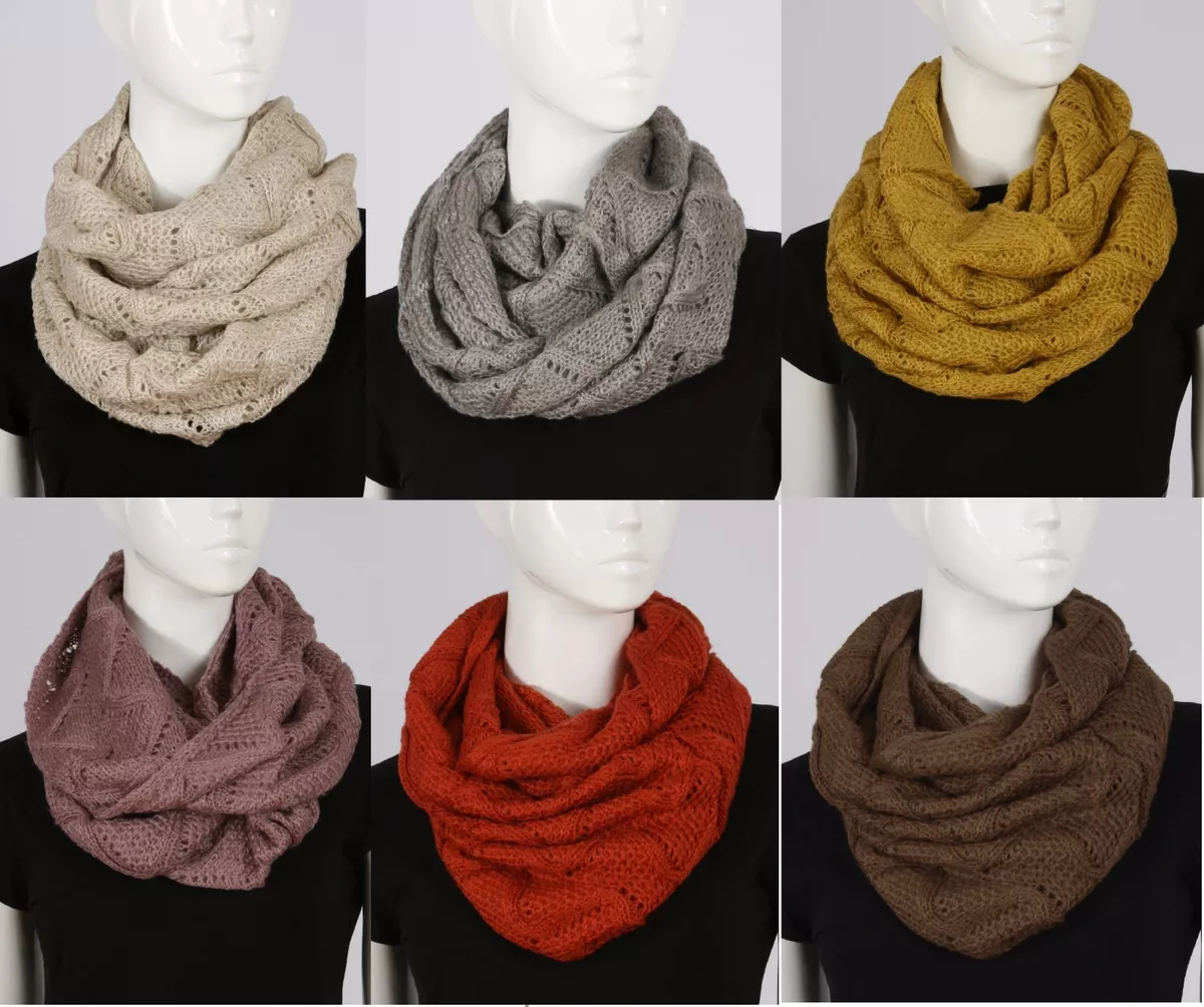 Women Colorful Neck Scarf Winter Knitted Loop Scarf Warm Wrap Cowl