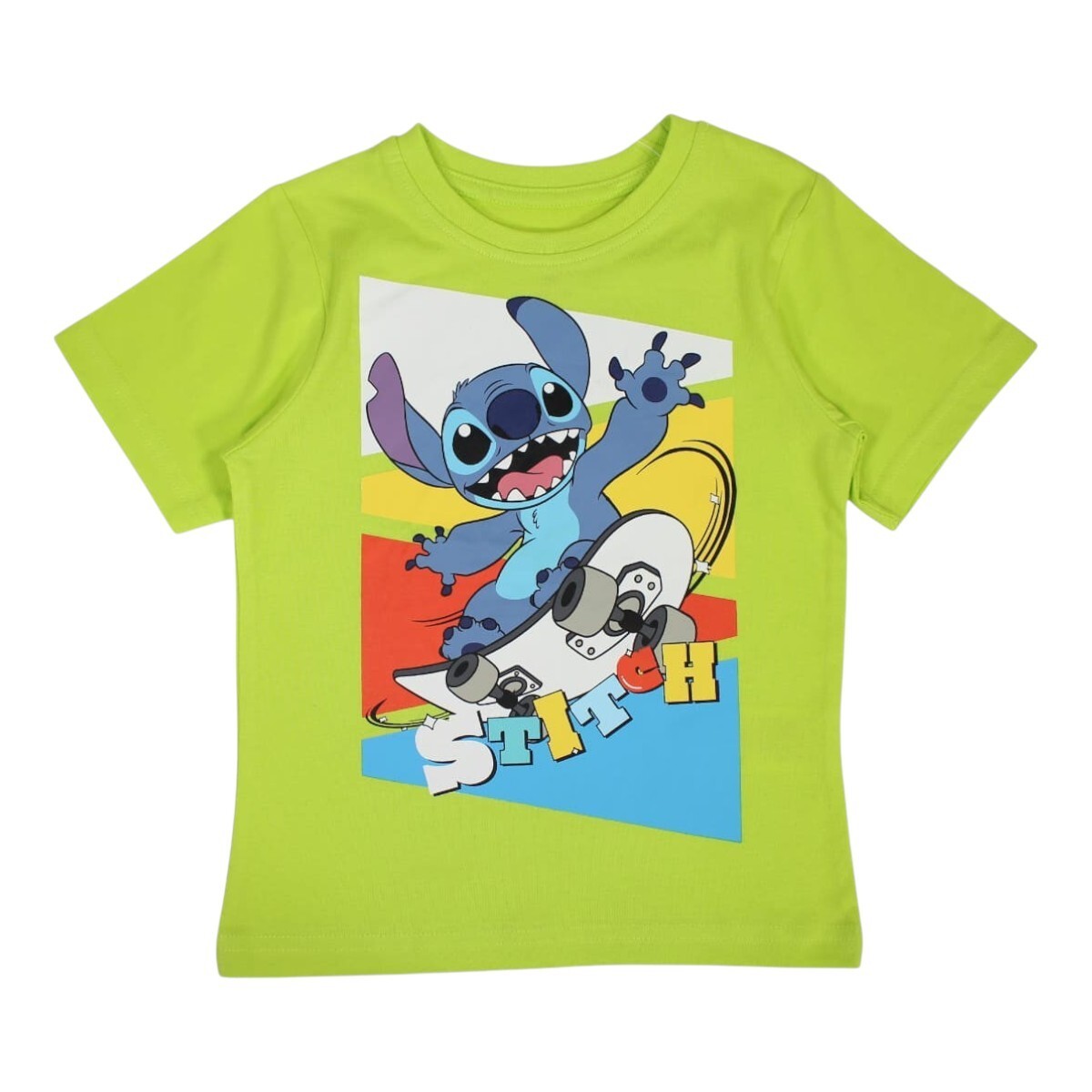 Camiseta Niño - Lilo & Stitch. Mangas Cortas. Color Verde.