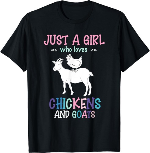 Just A Girl Who Loves Chickens And Goats Farm Animal Goat Gifts Unisex T-Shirt - Picture 7 of 7