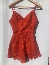 Lovers Friends Red Floral Lace Open-Back Romantic Romper Sz S