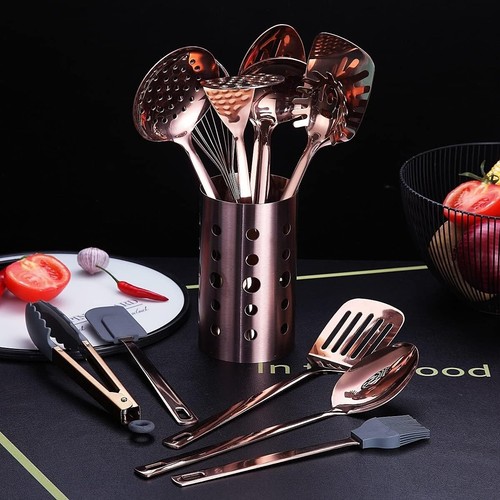 Copper Kitchen Utensils Set 13 Pieces Stainless Steel Cooking Copper-13 Piece - Picture 2 of 7