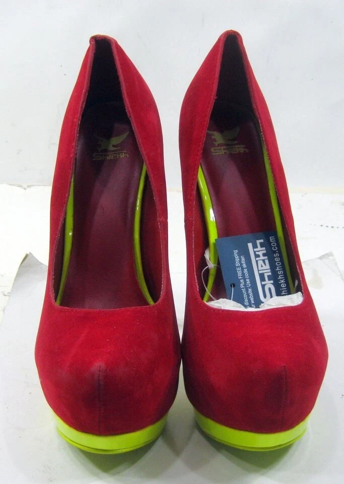 Zapatos ROJOS/AMARILLOS 6" TACÓN DE AGUJA 2" PLATAFORMA PUNTA REDONDA MUJERES talla 5.5 Foto 2 de 4