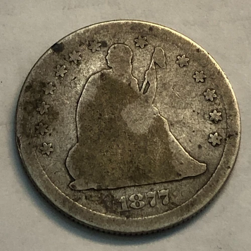 1877-S Seated Liberty silver U.S. quarter dollar. AG-G. #q1