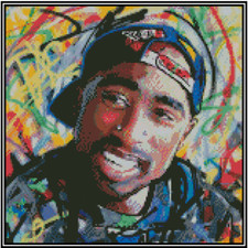 Tupac Shakur Pop Art Counted Cross Stitch CHART No. 51-120