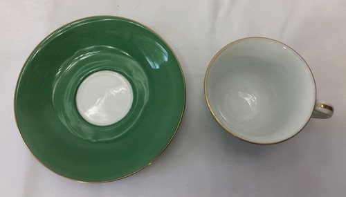 Noritake Occupied Japan Demitasse Cup and Saucer Green Gold - Picture 3 of 12