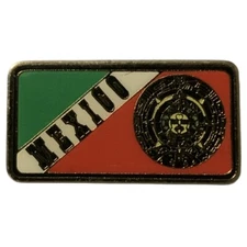 Mexico Flag Aztec Sun Stone Travel Souvenir Pin