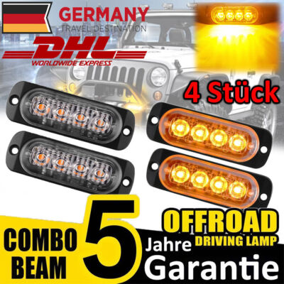 4x LED Auto Frontblitzer Blitzlicht Warnleuchte LKW Strobe Licht GELB 12/24V KFZ