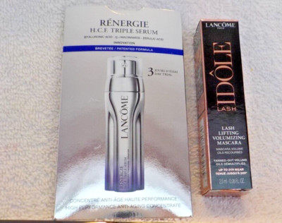 Lacome Renergie H.C.F. Triple Serum sample & Idole Lash 01 Glossy Black Mascara