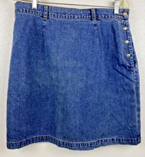 VTG Y2K Gap Denim Short Jeans Skirt 12 Blue Side Button Snap Classic Core 32X20
