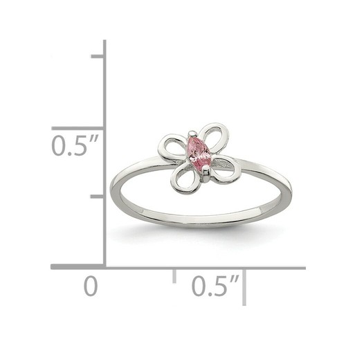 .925 Sterling Silver Children's Pink CZ Butterfly Kid's Ring Sizes 3 to 4 - Bild 3 von 5
