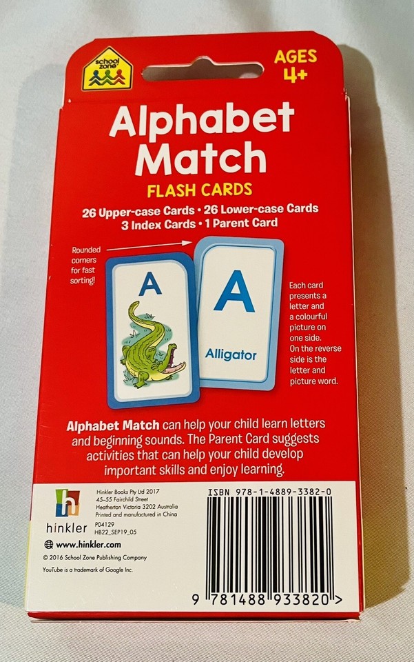 Alphabet Match Flash Cards Ages 4+ Kids Educational Learning Resource