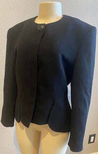 Guy Laroche, Vintage Guy Laroche Womens Black Blazer Sz 42 France US 12 Wool Lined