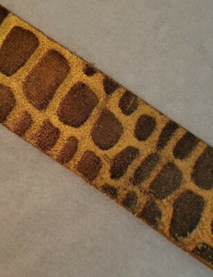 Garuglieri Leather Belt Woman Sz M Brown Metalic Gold Tiger  display picture 3
