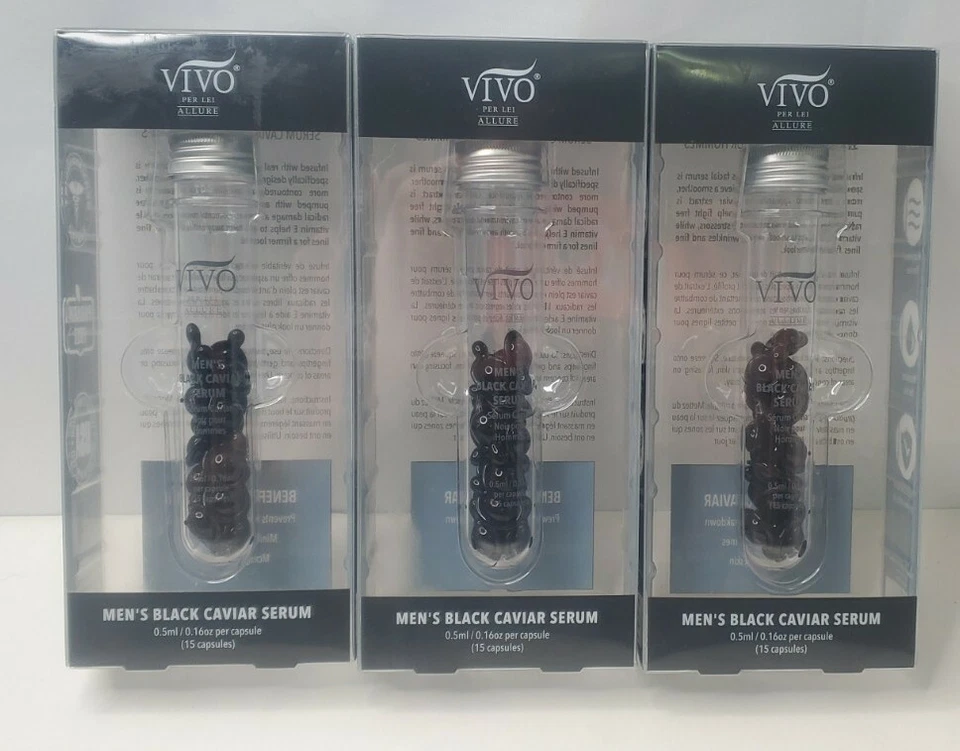 Lote de 3 sueros de caviar negro NIP VIVO Per Lei Allure para hombre, 15 quilates cada paquete Foto 2 de 4