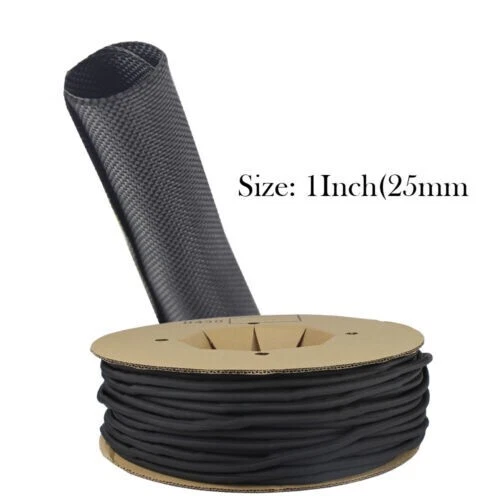 25mm 1" 10ft Braided Cable Sleeve Split Wire Loom Tubing Mesh Woven