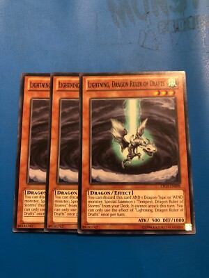 YUGIOH 3x Common Lightning, Dragon Ruler Of Drafts LTGY-EN098