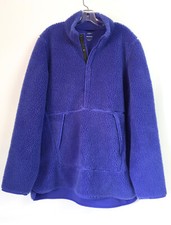 Nike Yoga Mens Sherpa Fleece Pullover Medium Royal Blue Purple Loose Fit