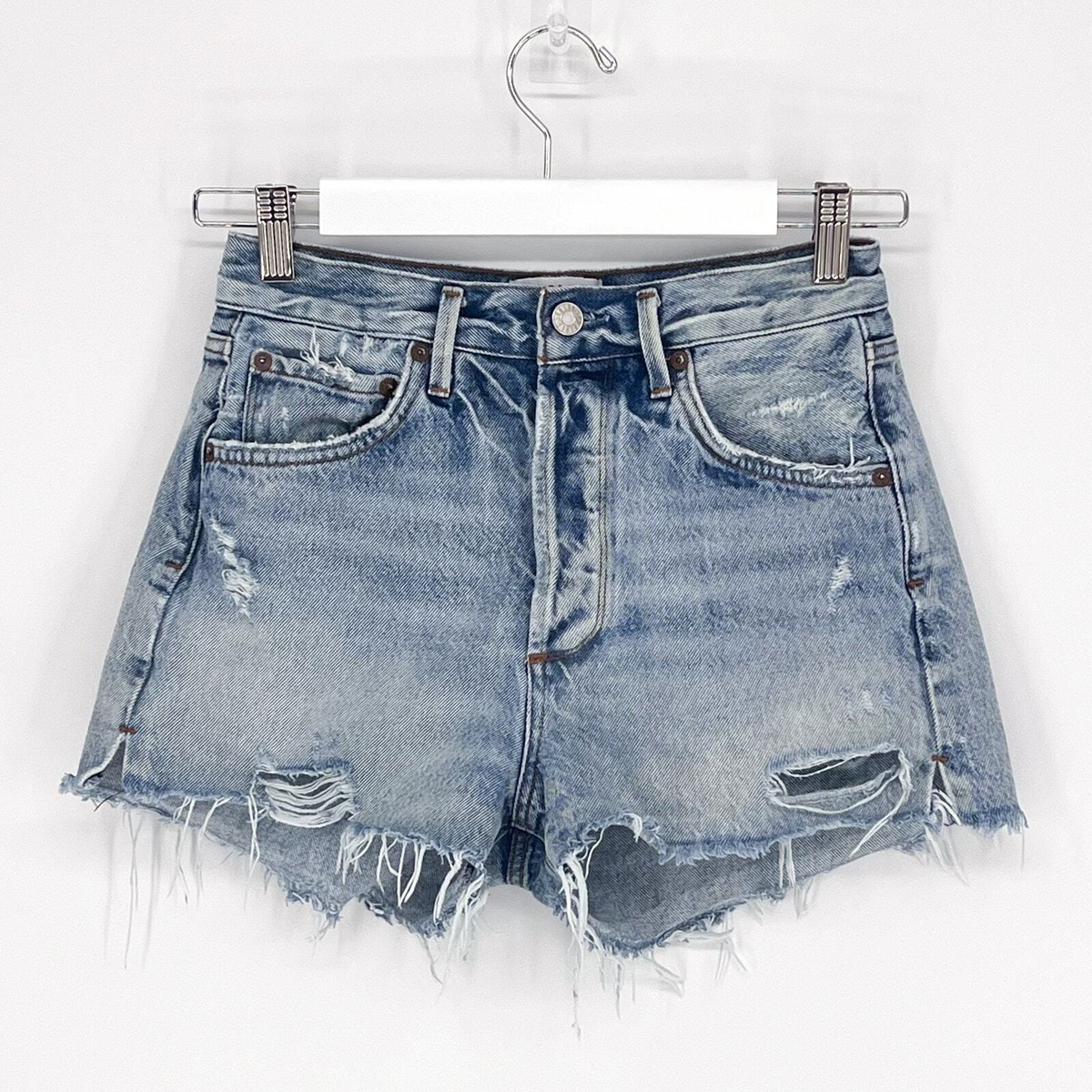 AGOLDE Jaden Cut Off Denim Shorts Surreal Size 25 | eBay