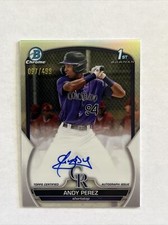 🏔️2023 Bowman Chrome Andy Perez 1st Bowman Refractor Auto 97/499 Rockies!! 🏔️