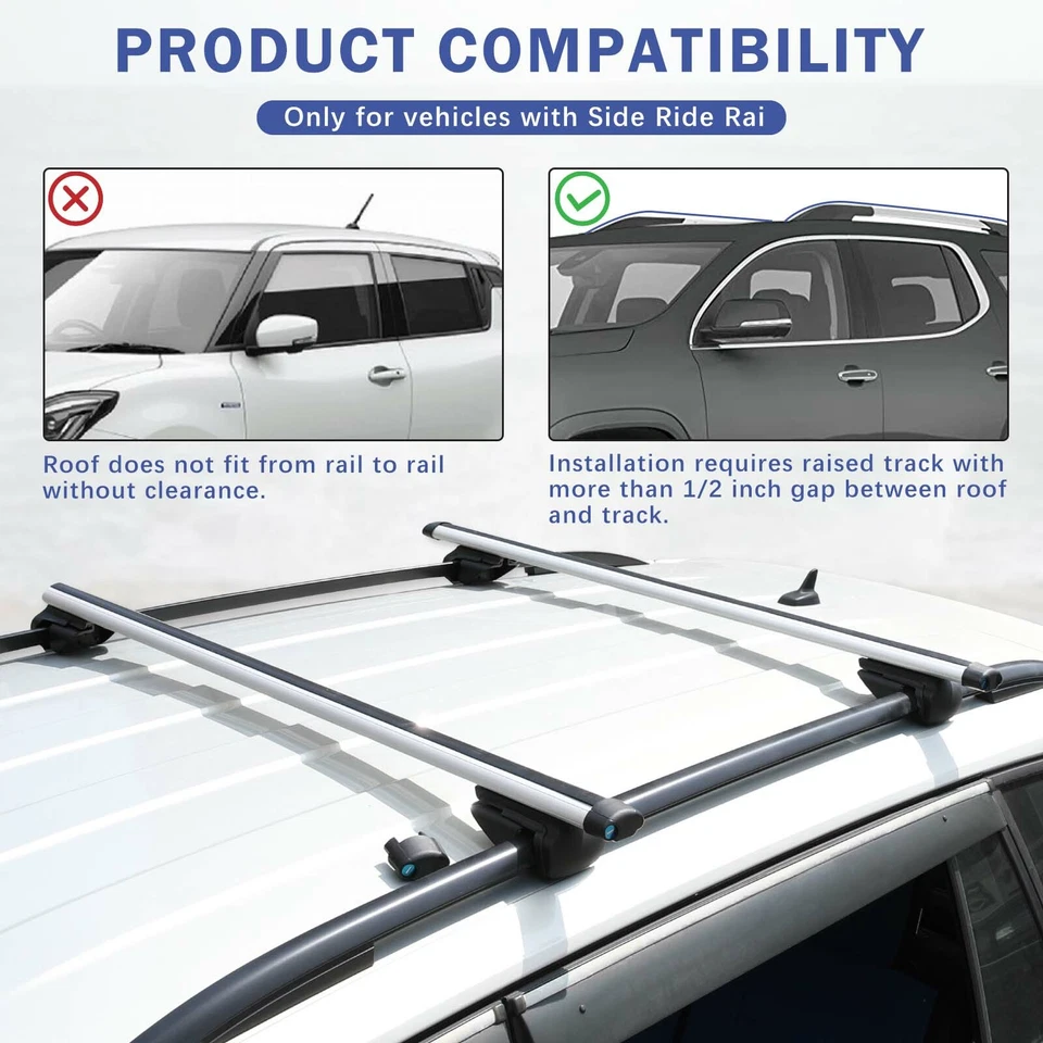 For 2003-2015 Mercedes-Benz ML350 53" Roof Rack Crossbars Kayak Cargo Carrier - Image 4 of 4