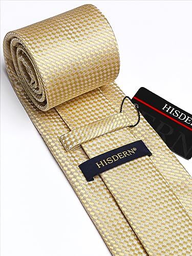 Mens Ties Striped Ties for Men Formal Tie and Pocket Square Set E5 Champagne - Bild 2 von 6