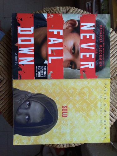 2 Patricia McCormick ARC paperback books GOOD USED : Sold & Never Fall Down