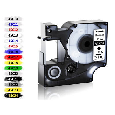 Compatible Label Tape Cartridge for Dymo D1 Black on White 45013 45018 45803