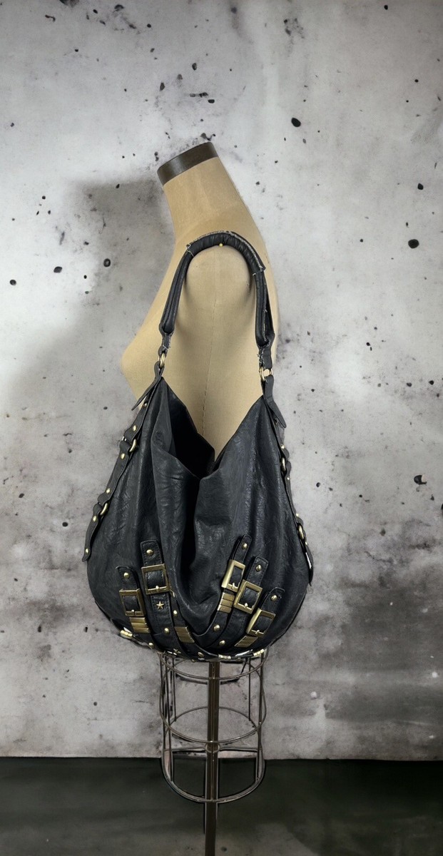 Y2K Studded Buckles Shoulder Bag Punk Grunge Rock Boho Tote Purse 