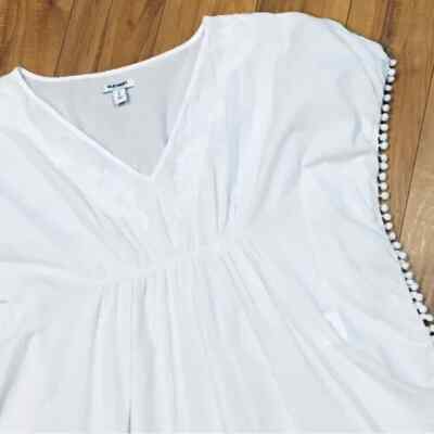 boho cottage core beachy swim cover shirt top blouse white pool summer medium