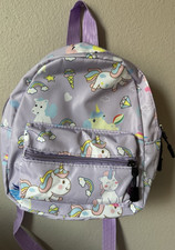 Mini Purple Multicolor Polyester Unicorn Print Small Kids Backpack
