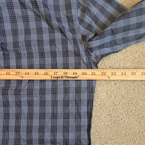 7 Diamonds Men’s Shirt Size M Blue Plaid Long Sleeve Button Down Preppy Classic - Picture 2 of 10