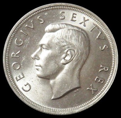 1952 SILVER SOUTH AFRICA 5 SHILLINGS CAPETOWN FOUNDING CHOICE MINT