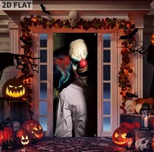 Halloween Flag Clown Decorations Scary Ghost Door Cover 79 x 35Inche
