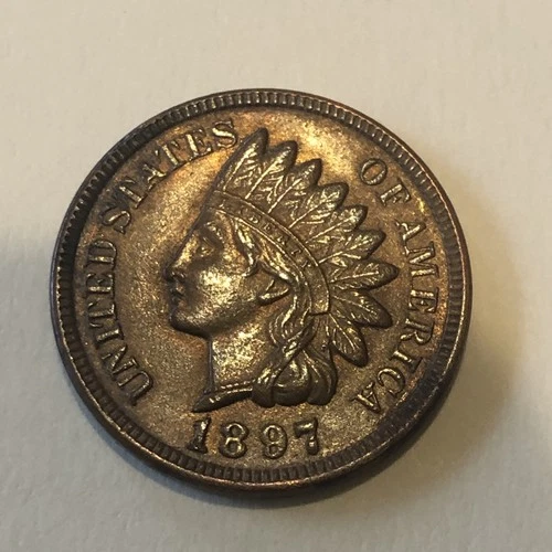 1897 Indian Head Cent AU+++Gorgeous Near Unc Beauty