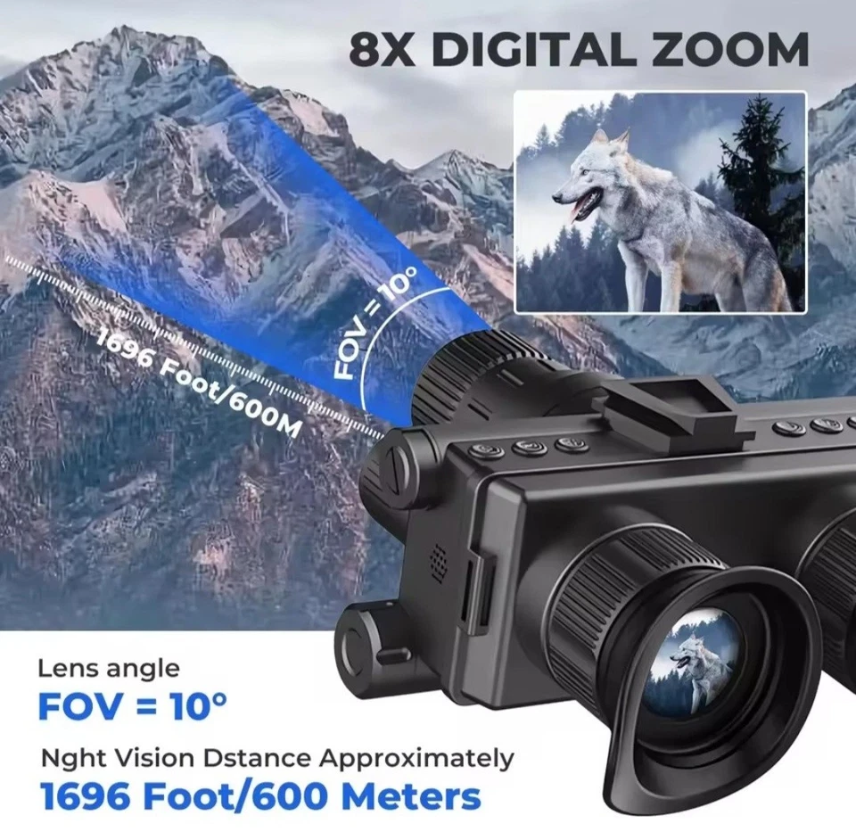 Visore Notturno Binocolo 4k ×8 Visione Notturna Da Caccia Softair - Immagine 4 di 4